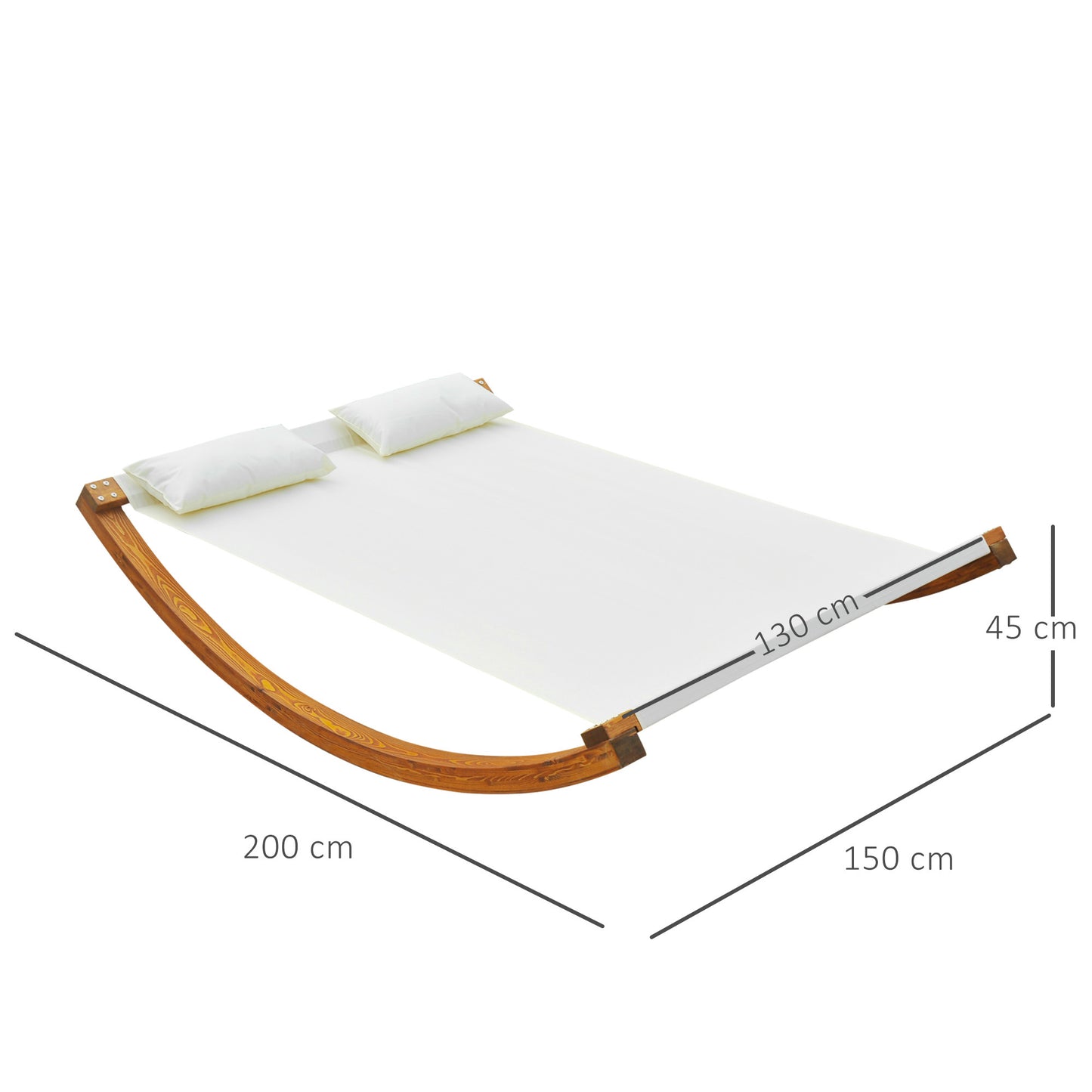 Outsunny Rocking Double Sun Lounger With Wooden Frame-White