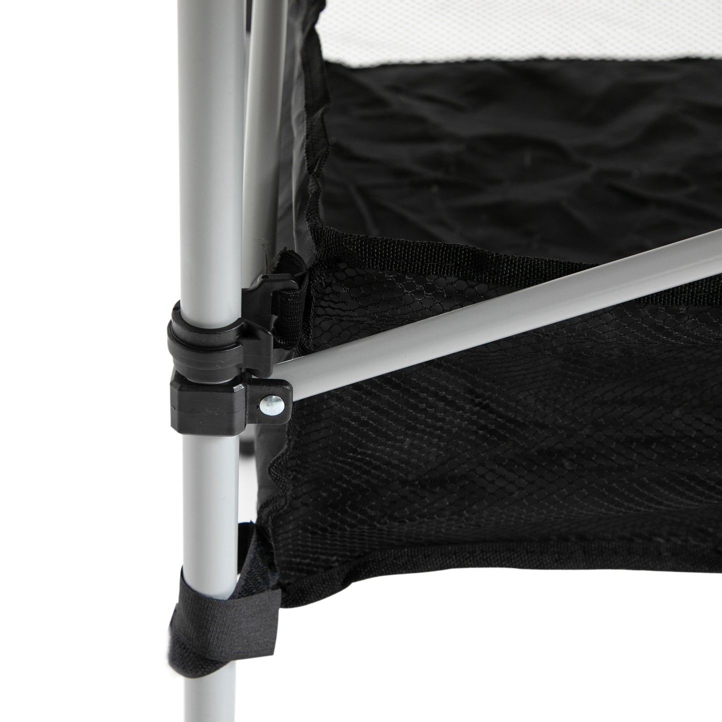 Outsunny Portable Camping Table W/ Mesh Bag Camping Outdoor Dining Foldable W/ Steel Frame Picnic Lightweight Hiking Furniture Desk, Silver Black