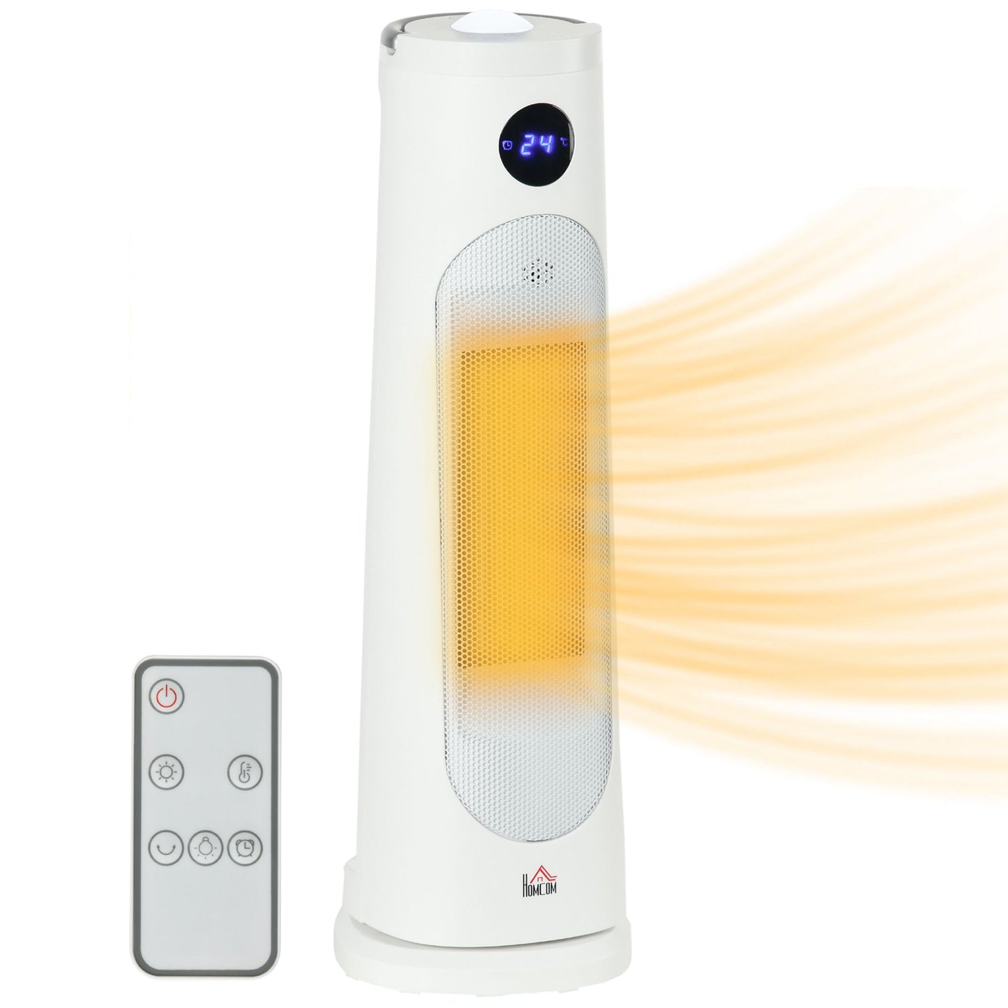 Electric Space Heater, Portable Fan Heater, Low Energy 2000W PTC Ceramic Heater w/ Thermostat, Timer, Overheat & Tip-over Protection