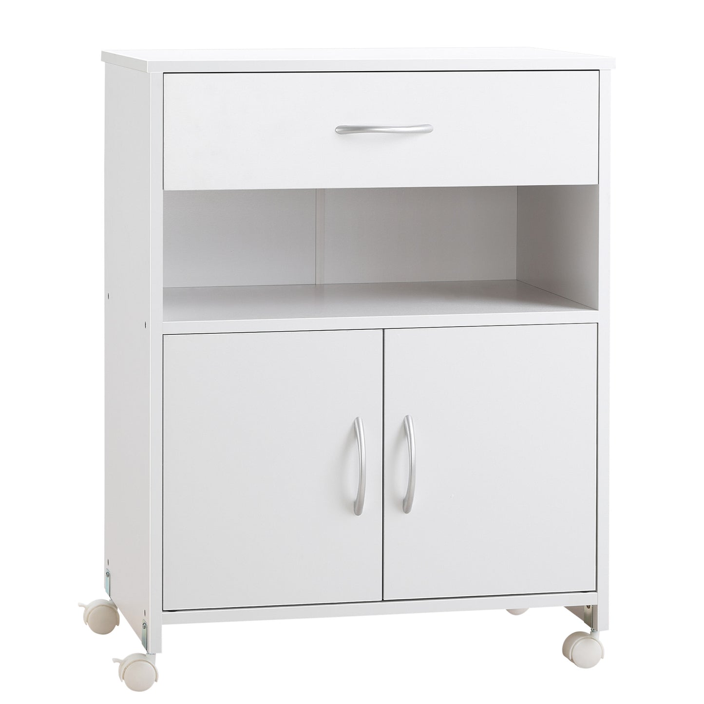 Vinsetto Printer Stand Mobile Printer Cabinet with Storage, Open Shelf, Drawer for Home, Office, White