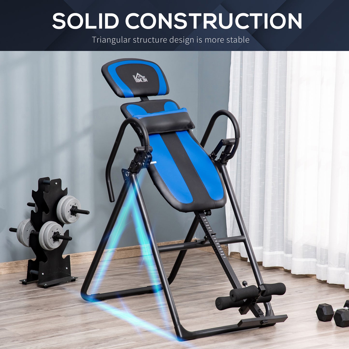 Foldable Gravity Inversion Table, Back Therapy Fitness Bench With Soft Ankle Cushions, for Home