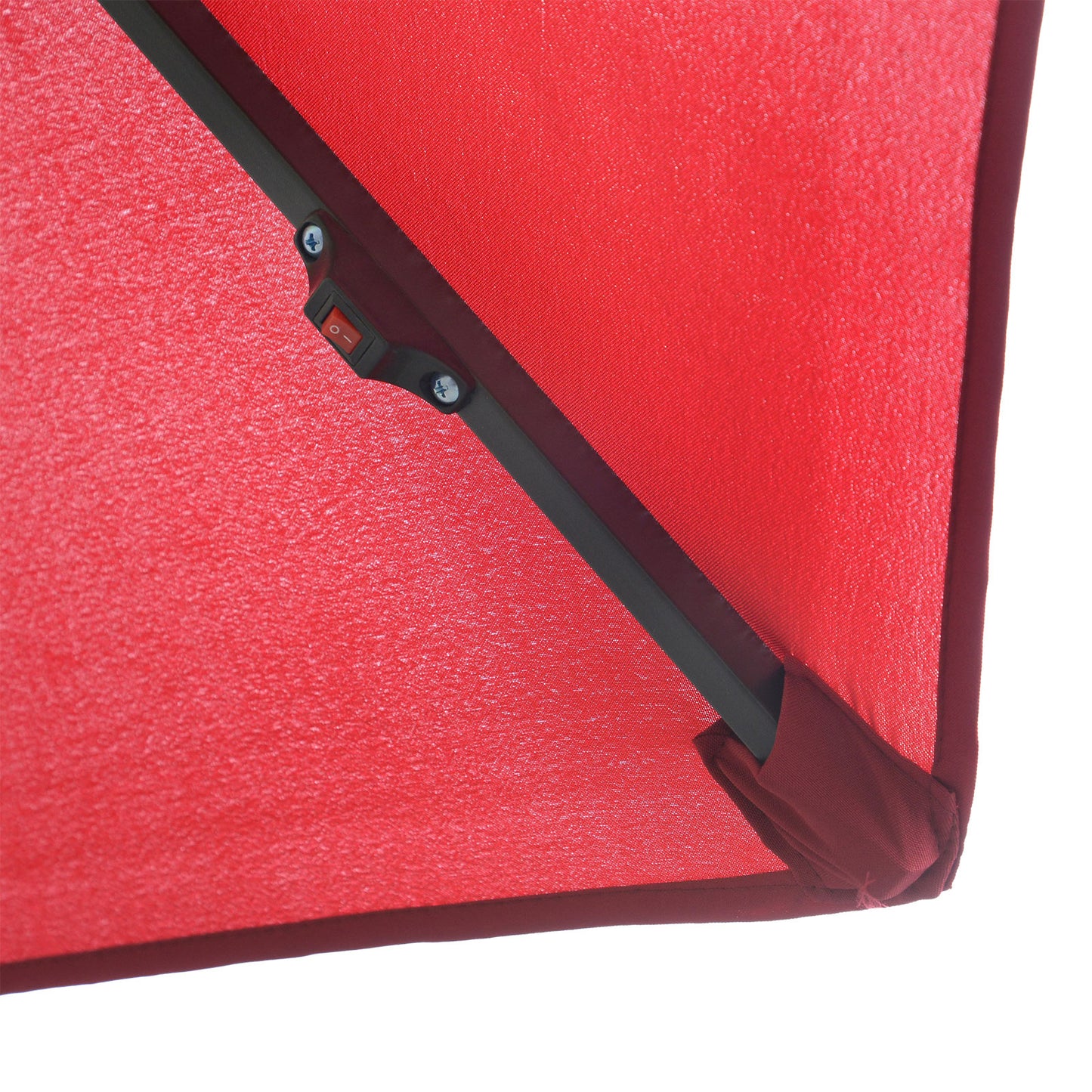 Outsunny 3m LED Patio Banana Umbrella Cantilever Parasol w/ Crank Cross Base Hanging Offset Umbrella Frame Steel Aluminium Garden Table Outdoor Red