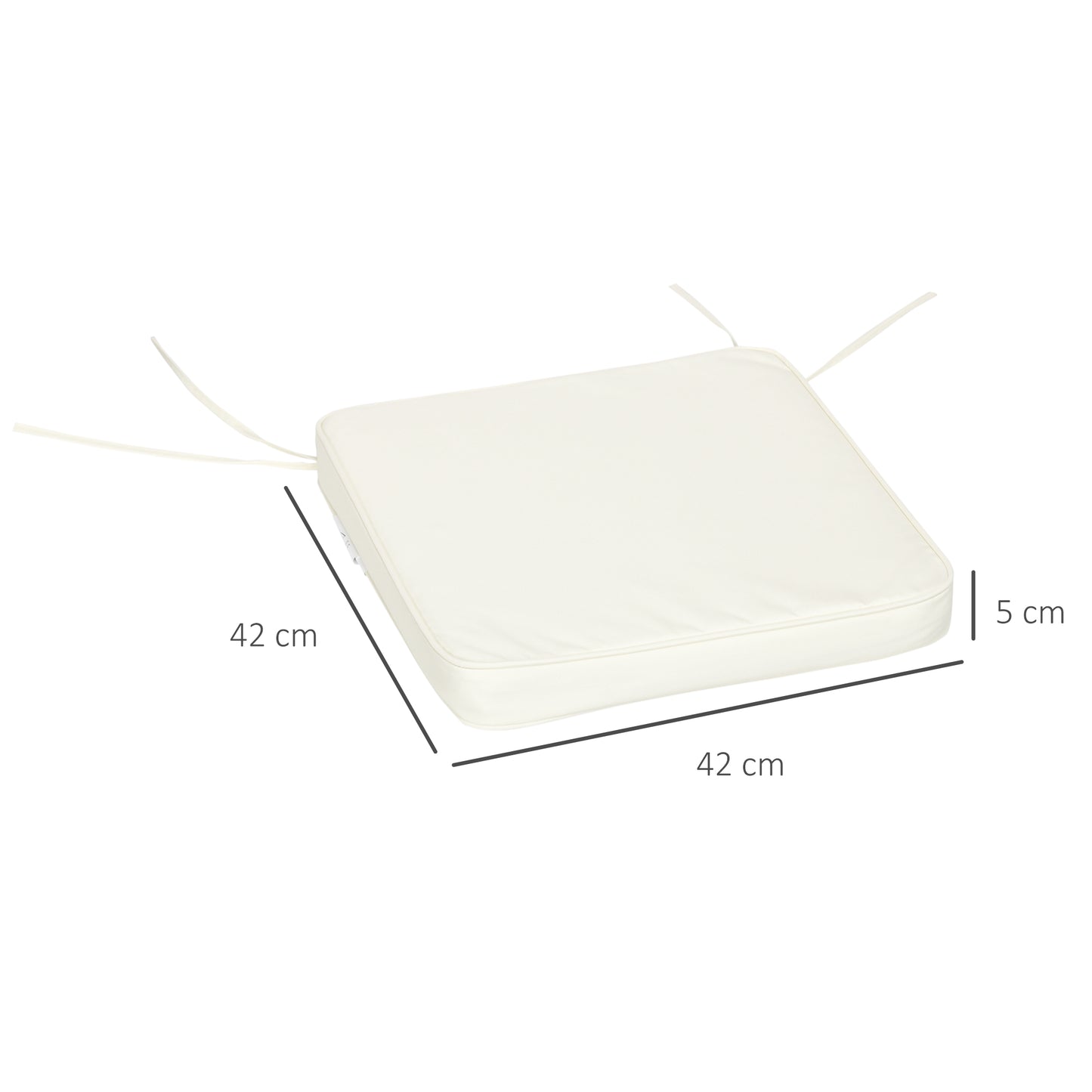 Outsunny Set of 6 Piece Garden Chair Cushions, 42Lx42Wx5T cm - Cream White