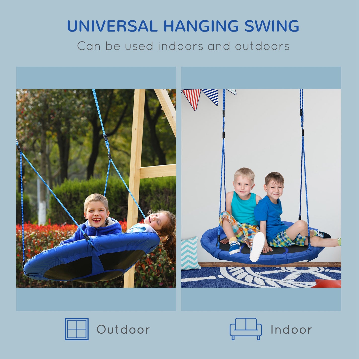 Kids Round Tree Swing 100cm-Blue
