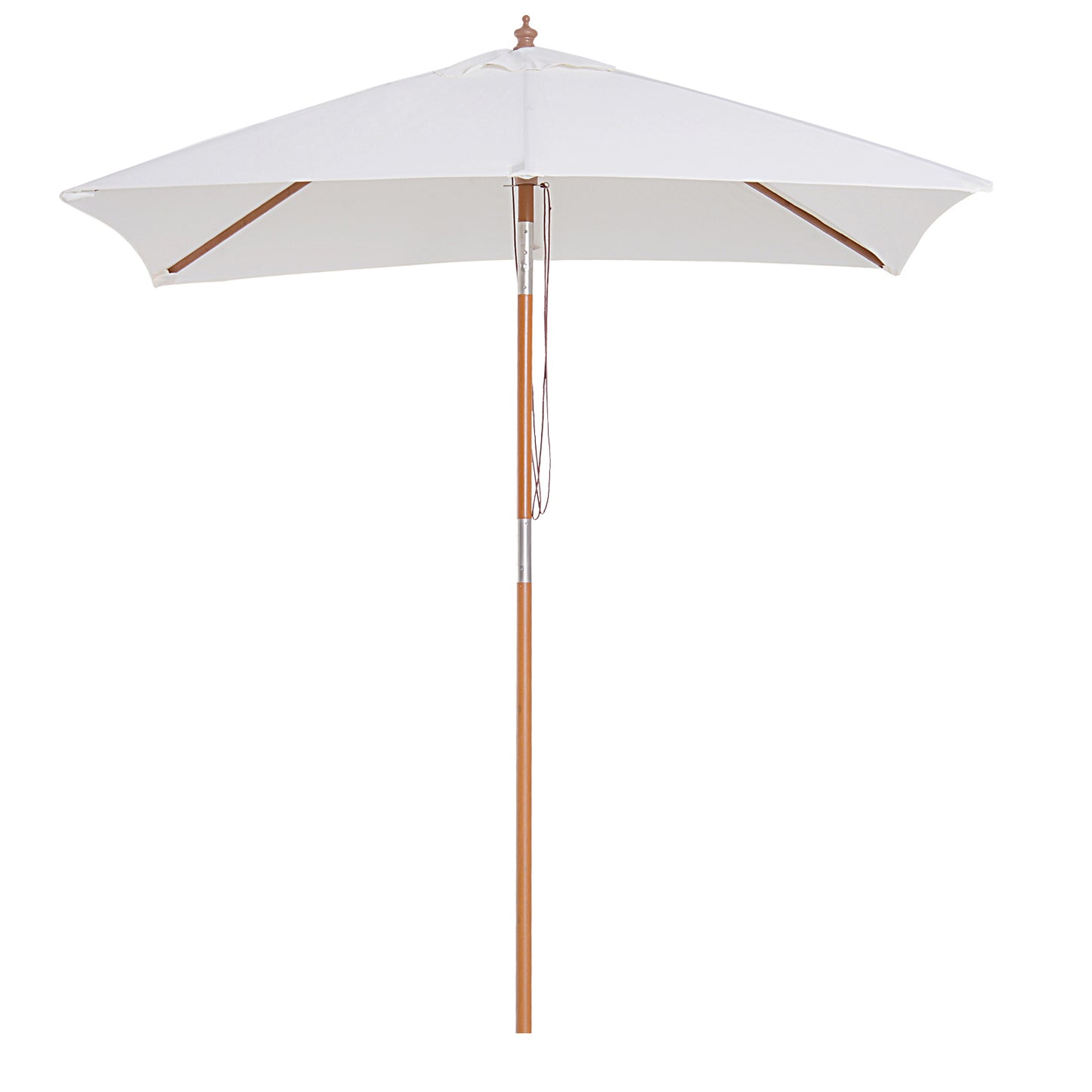 Outsunny 2m x 1.5m Patio Garden Parasol Sun Umbrella Sunshade Canopy Outdoor Backyard Furniture Fir Wooden Pole 6 Ribs Tilt Mechanism - Cream White