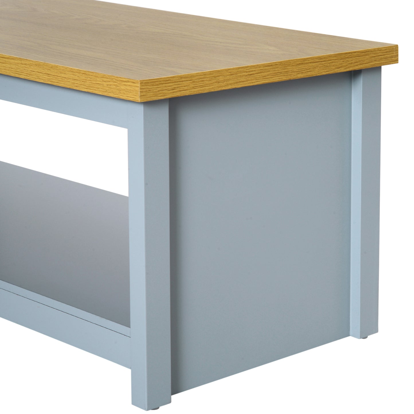 Coffee Table w/Open Display Wood Effect Tabletop Retro Rustic Style Chic Living Room Storage Grey