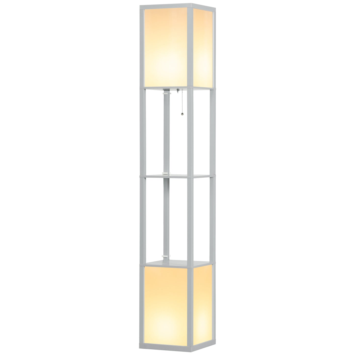 Modern Shelf Floor Lamp with Dual Ambient Light, Standing Lamp Living Room, Bedroom, 156cm, Grey