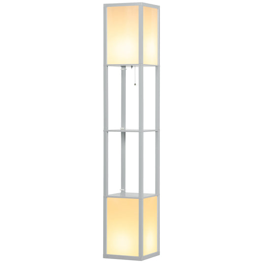 Modern Shelf Floor Lamp with Dual Ambient Light, Standing Lamp Living Room, Bedroom, 156cm, Grey