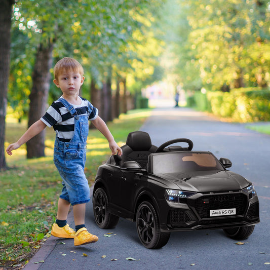 Compatible 6V Battery-powered Kids Electric Ride On Car Audi RS Q8 Toy with Parental Remote Control Music Lights USB MP3 Bluetooth Black