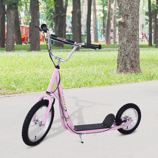 Air Tyre Scooter Adult Teen Push Scooter With Tyres Kids Stunt Scooter Ride On Alloy Wheel Pneumatic Tyres Pink