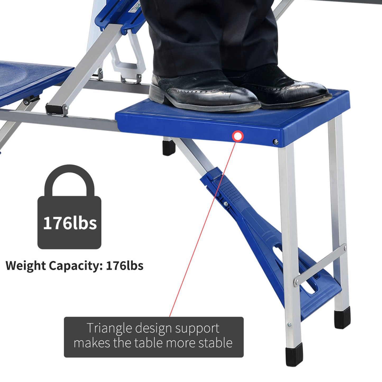 Outsunny Portable Picnic Table W/ Bench Set-Blue