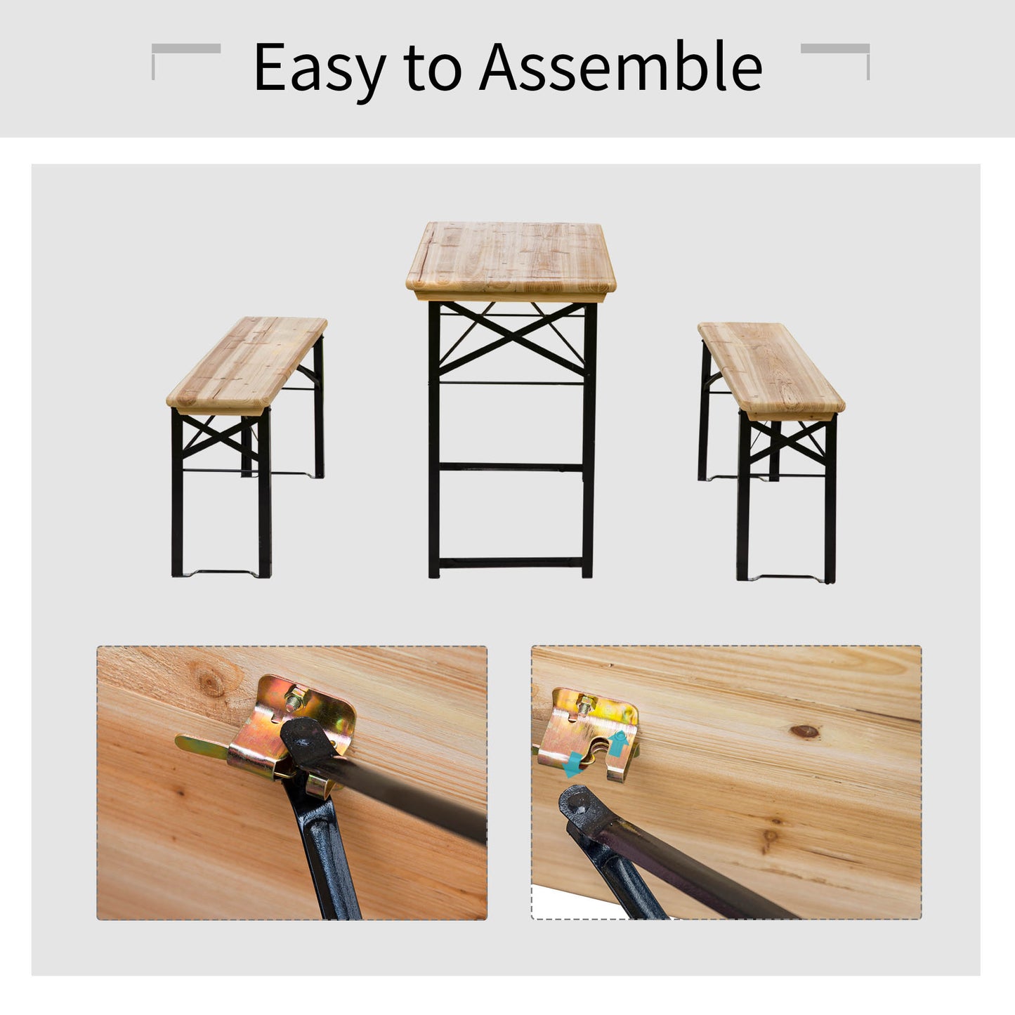 Outsunny Picnic Wooden Table And Bench Dining Set