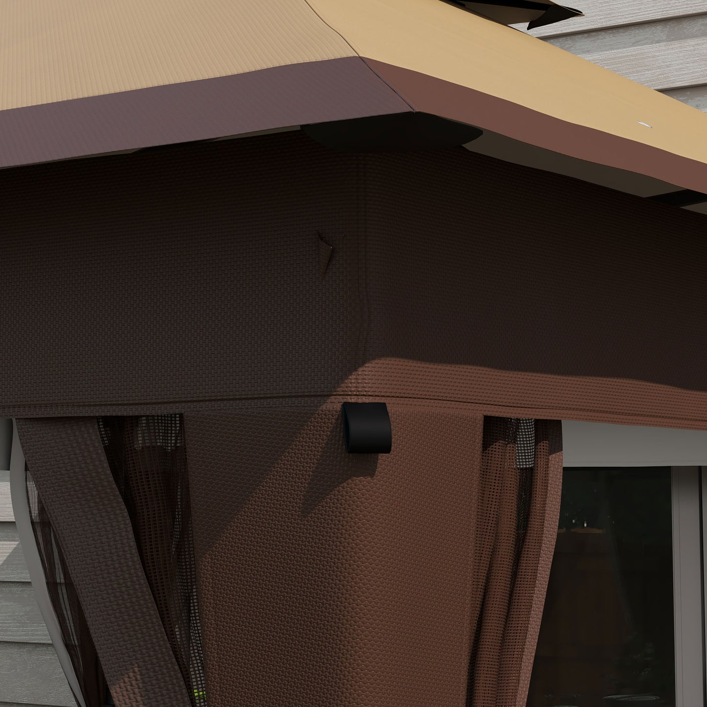 Outsunny 3 x 3(m) Pop Up Gazebo With Mosquito Netting 1 Person Easy Up Marquee Party Tent 1-Button Push Double Roof Instant Shelter - Khaki