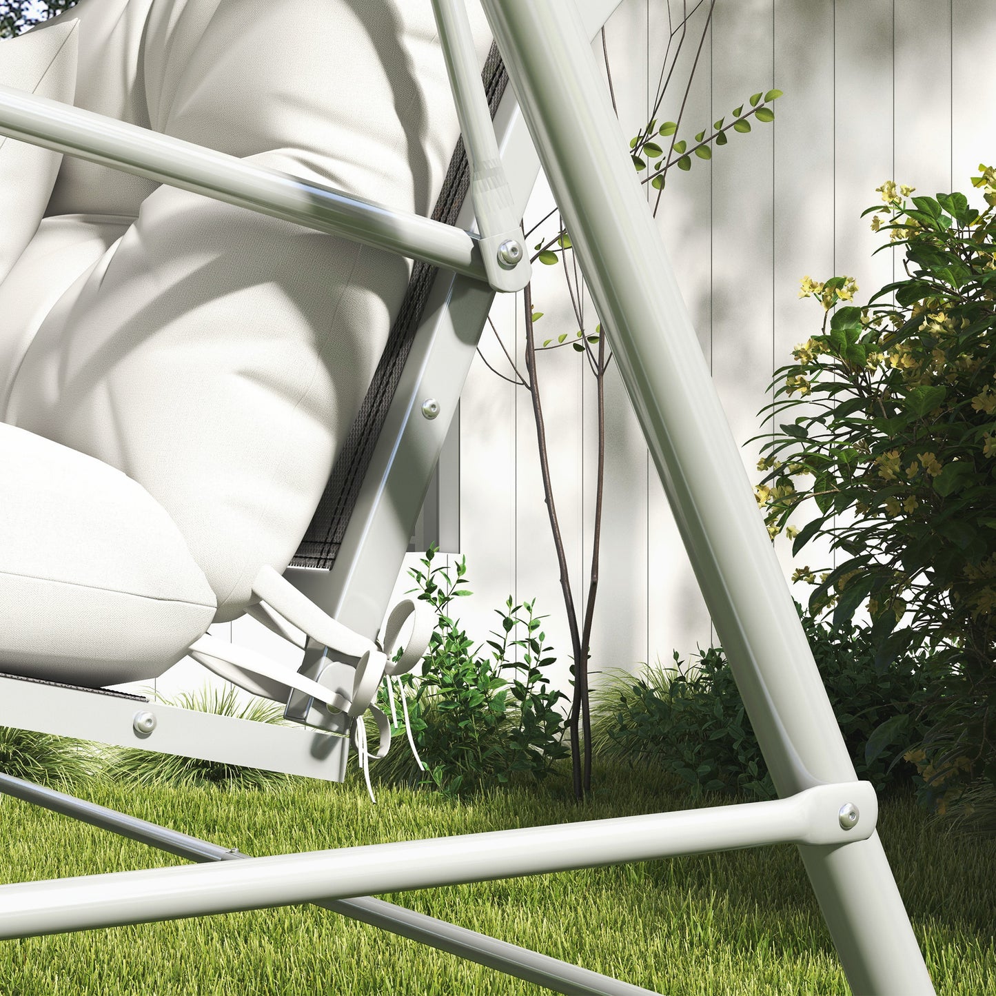 Outsunny 4-Piece Back and Seat Cushion Replacement with 2 Pillows, Patio Chair Cushions Set with Ties, White