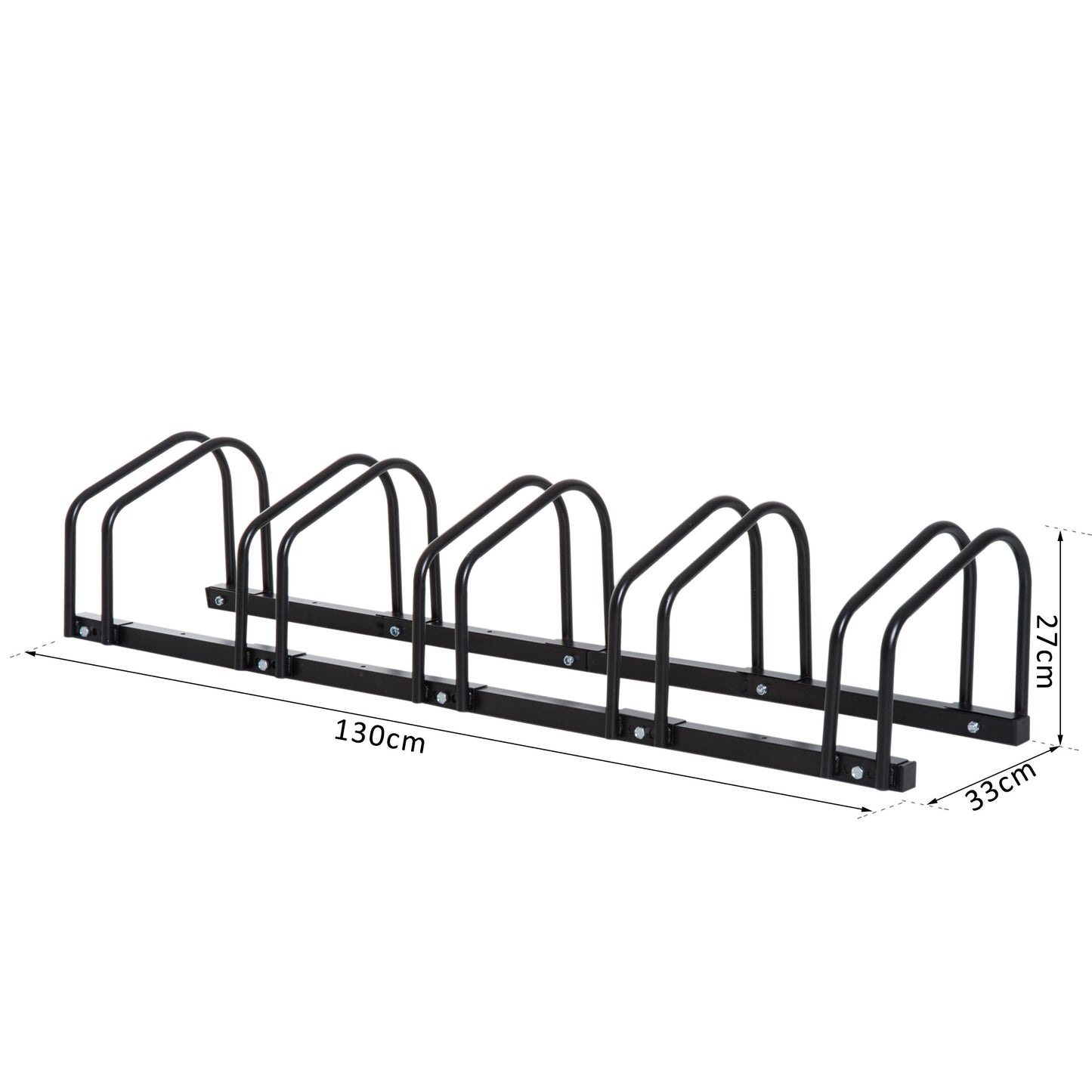 Bike Parking Rack, 130Lx33Wx27H cm, Steel-Black