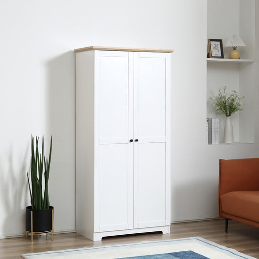 172cm Wooden Storage Cabinet Cupboard With 2 Doors 4 Shelves White Pantry Closet