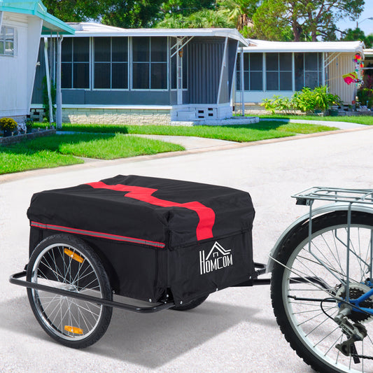 Bike Cargo Shopping Carrier Trailer With Removable Cover-Red/Black