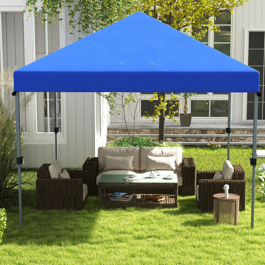 Outsunny 3 x 3(m) Pop Up Gazebo 1 Person Easy Up Marquee Party Tent With 1 Button Push Adjustable Straight Legs, Instant Shelter - Blue