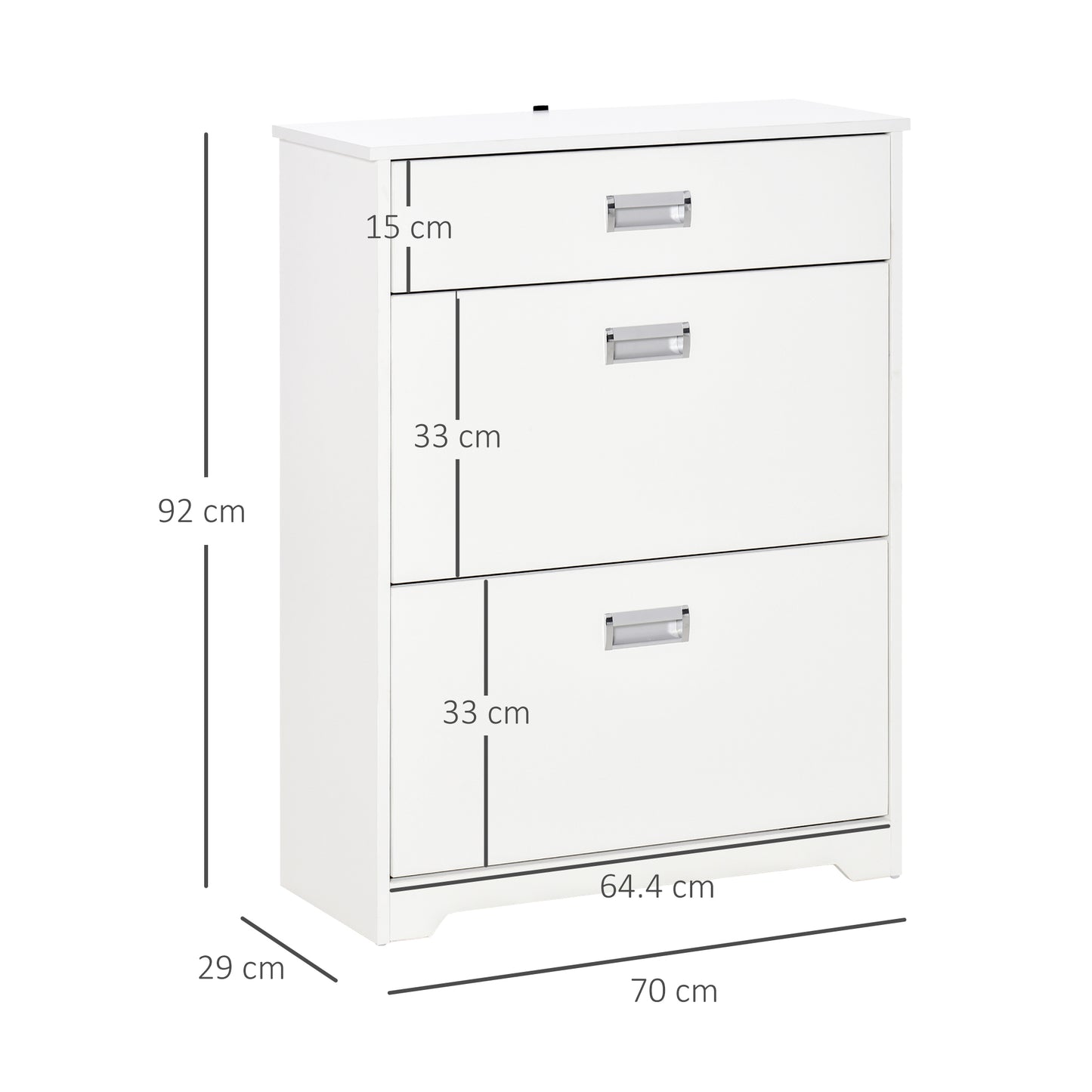 Tipping Shoe Cabinet Storage Rack Entryway Organiser with 2 Pull-Down Doors and Drawer Adjustable Shelf for Hallway Porch Narrow Space