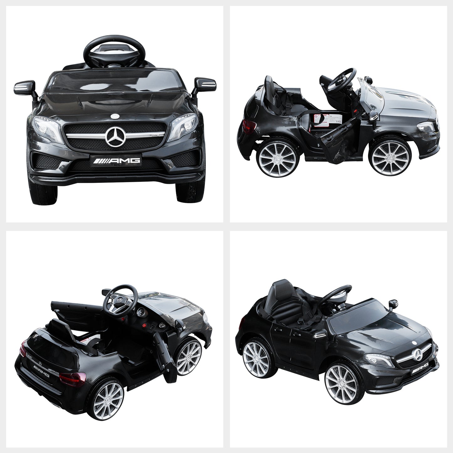 Children Ride On Car Mercedes Benz GLA Licensed 6V Battery Rechargeable Headlight Music Remote Control High/Low Speed Toy Black