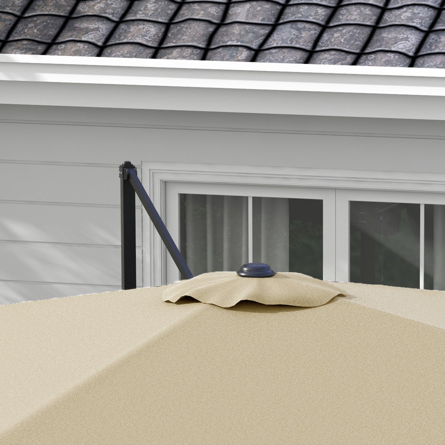 Outsunny 3(m) Cantilever Roma Parasol, Hanging Garden Parasol, Aluminium Square Patio Umbrella with Crank Handle and Tilt, Outdoor Patio Sun Shade with Vented Top, 8 Ribs, Cross Base, Khaki