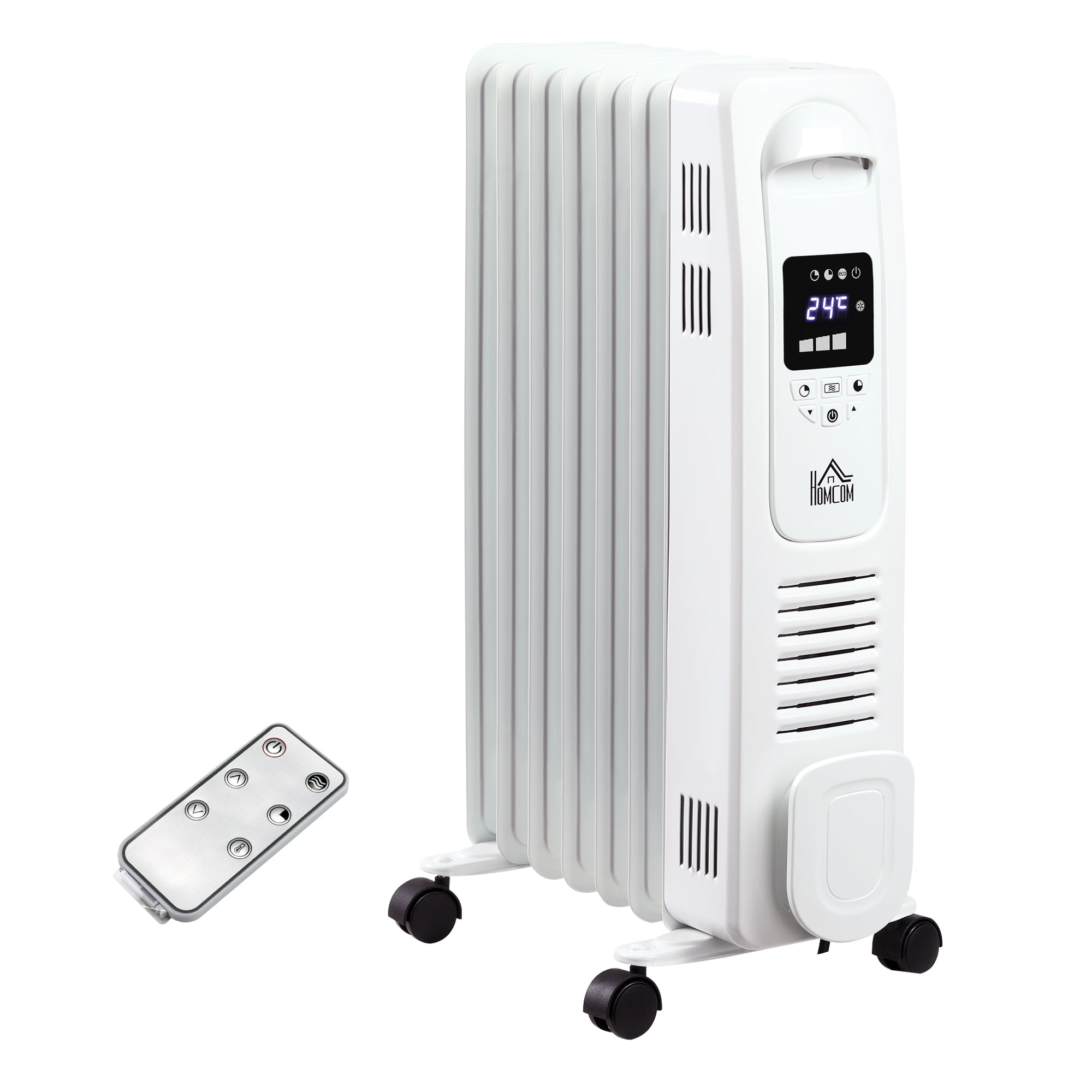Digital Oil Filled Electric Heater 1630W Digital Oil Filled Radiator, 7 Fin, Portable Electric Heater wit