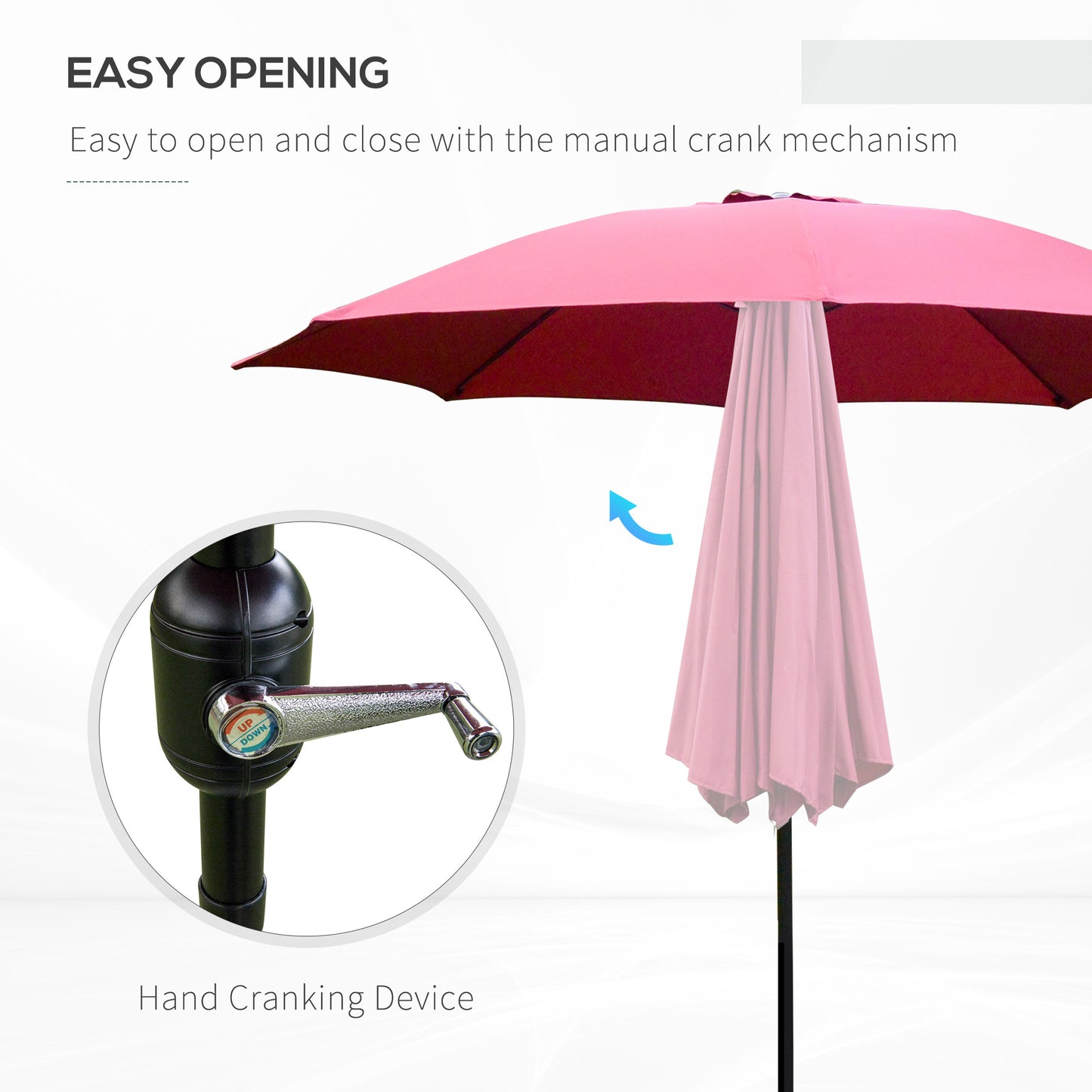 Outsunny Φ2.6M Umbrella Parasol-Red