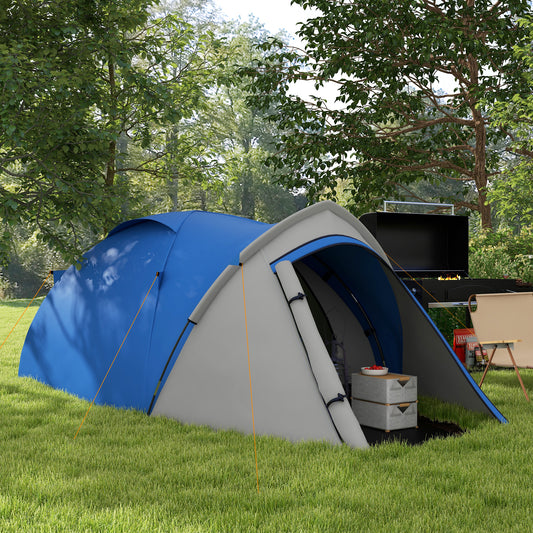 Outsunny Dome Tent for 2 Person Camping Tent with Large Windows, Waterproof Blue and Grey