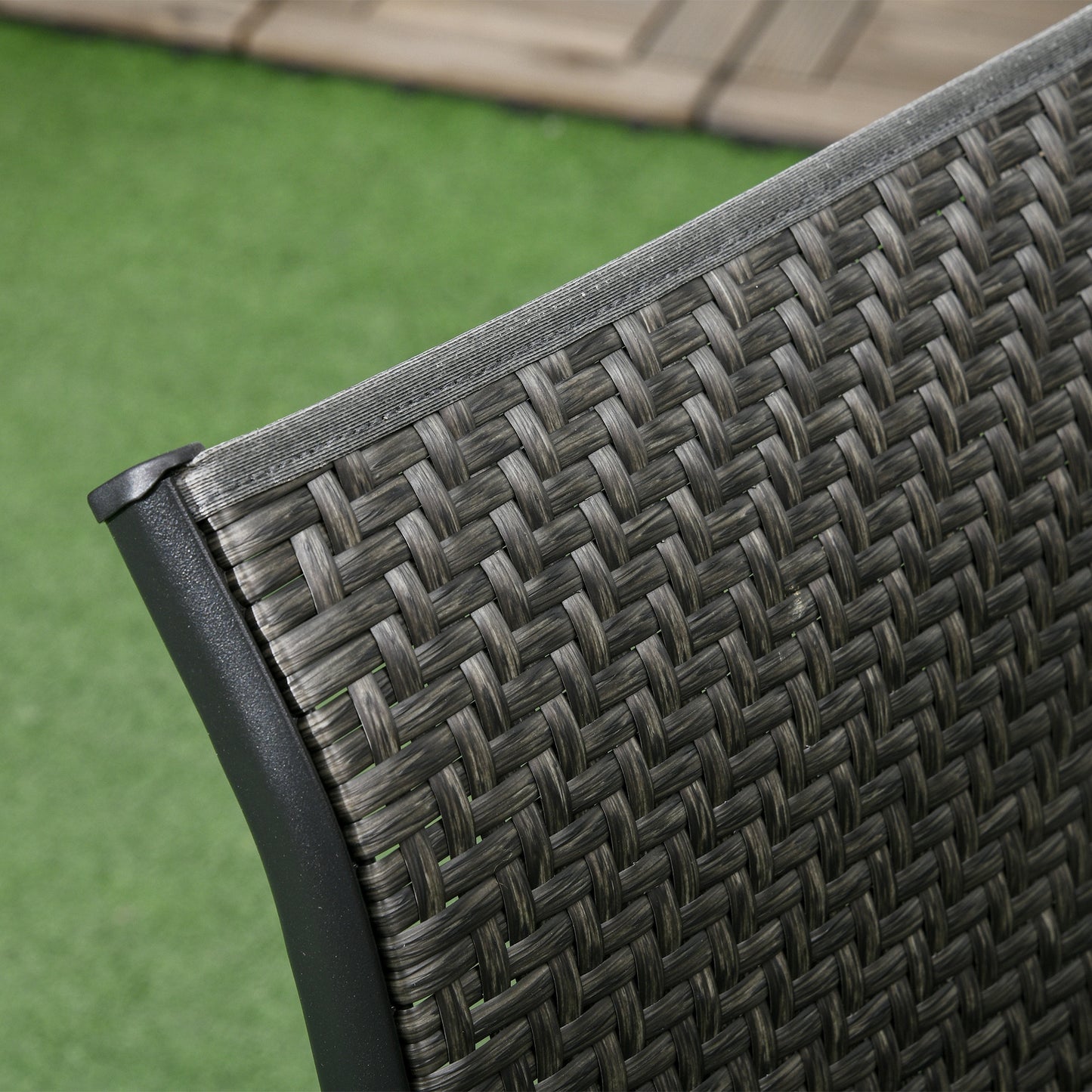 Outsunny Stackable Outdoor Rattan Chairs Set of 4 with Armrests and Backrest, Mixed Grey