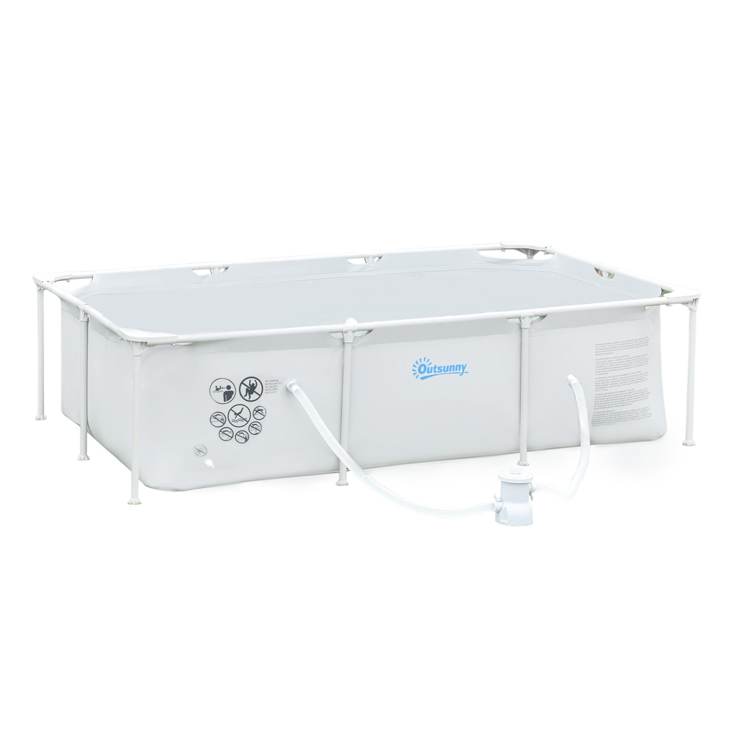 Outsunny Steel Frame Pool with Filter Pump and Filter Cartridge Rust Resistant Above Ground Pool with Reinforced Sidewalls, 292 x 190 x 75cm, Grey