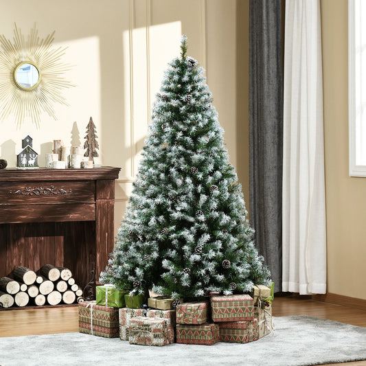 6FT Artificial Christmas Tree With Pine Cones, Holiday Home Decoration Automatic Open, Green