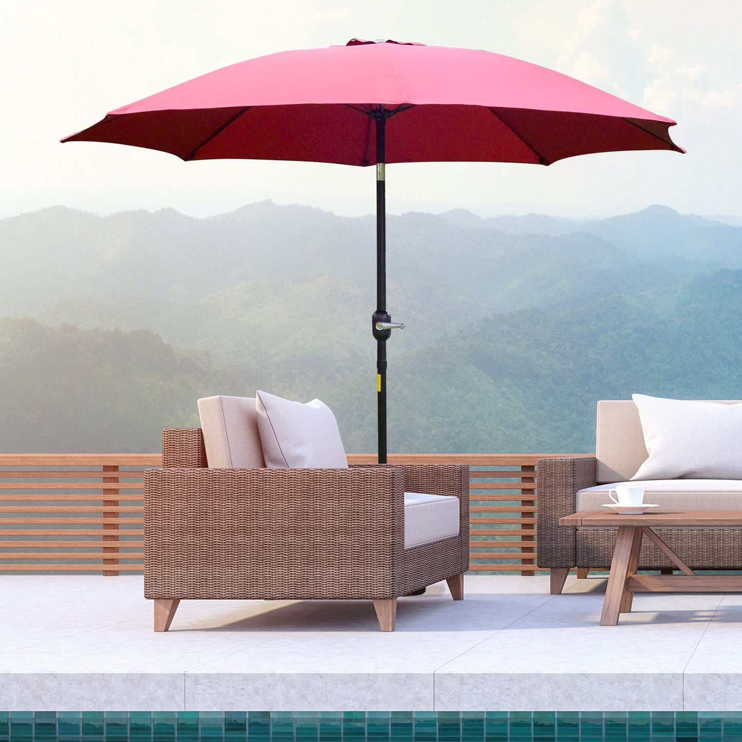 Outsunny Φ2.6M Umbrella Parasol-Red