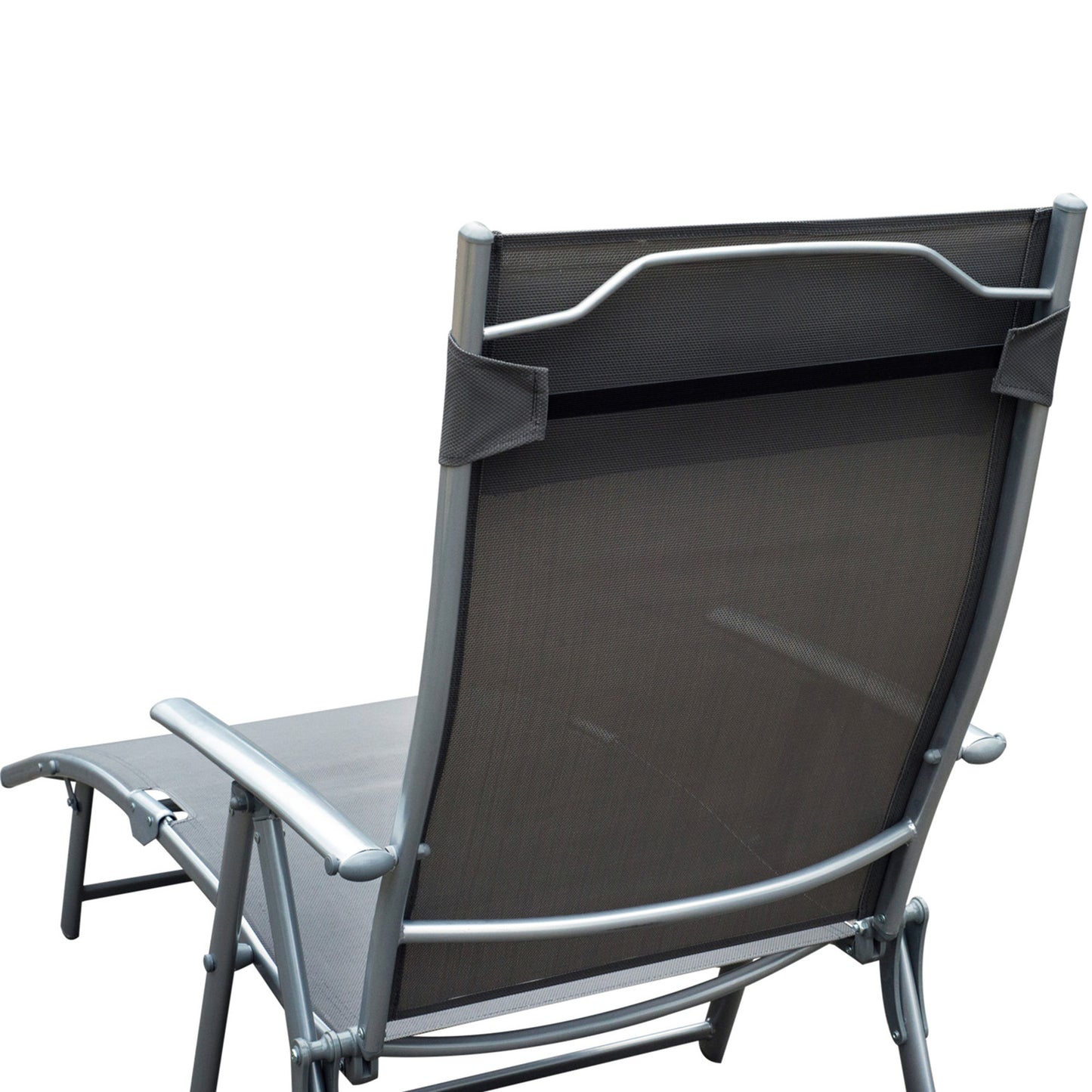 Outsunny Texteline Sun Lounger Recliner Chair Patio Foldable Garden 5 Levels Grey