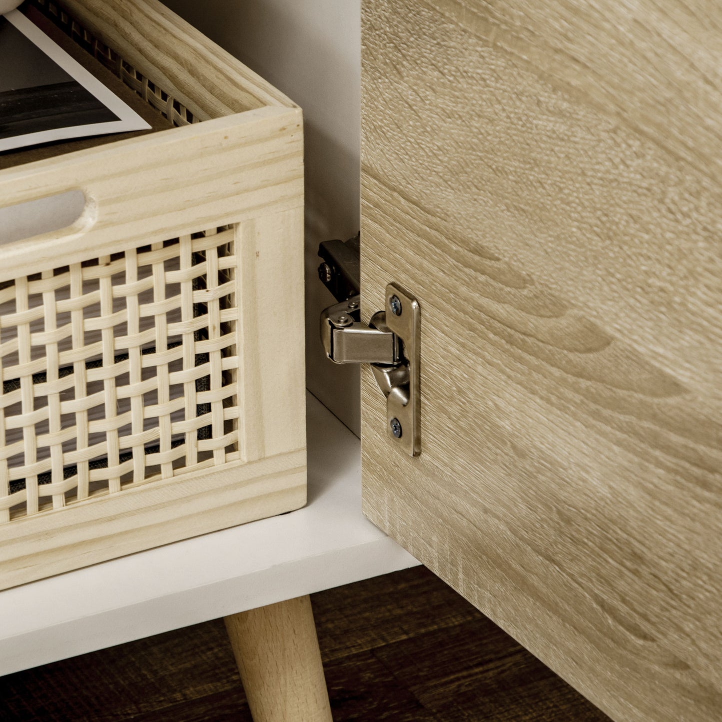 TV Unit Cabinet for TVs up to 50 Inches, TV Stand with Storage Cabinets and Drawer for Living Room and Bedroom, Natural