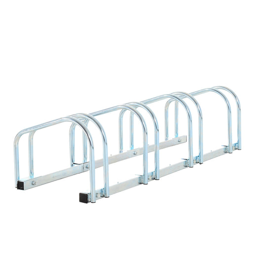 4-Bike Floor Cycle Stand Storage Organiser Rack Silver