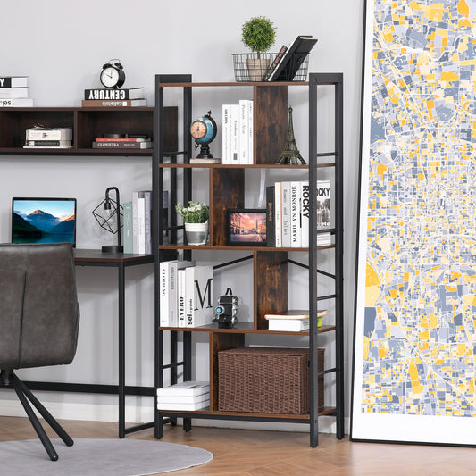 Retro Vintage Style Industrial Style Storage Shelf Bookcase Closet Display Rack Kitchen Organizer with 4 Shelves, Metal Frame for Living Room Study