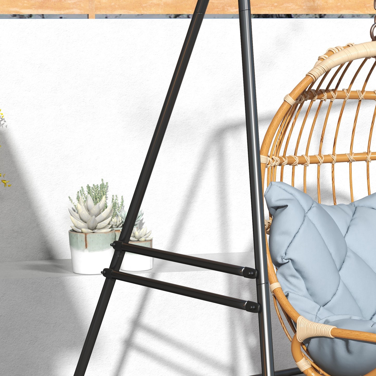 Hanging Hammock Chair Stand Hanging Heavy Duty Metal Frame Air Porch Swing, Indoor & Outdoor Use, Black