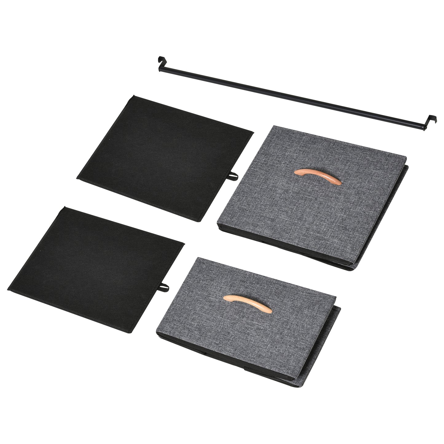 Chest of Drawers with Coat rack Steel Frame 5 Drawers Bedroom Hallway Home Furniture Black Brown