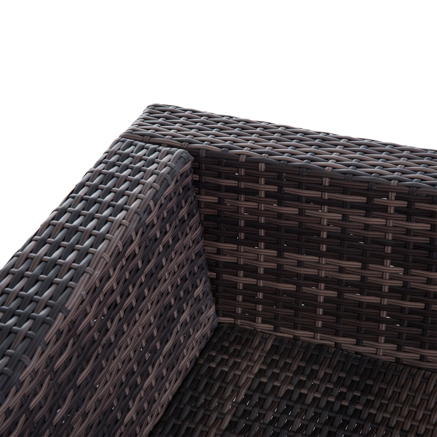 Outsunny 5-Seater Rattan Sofa Coffee Table Set Sectional Wicker Weave Furniture for Garden Outdoor Conservatory w/ Pillow Cushion Brown