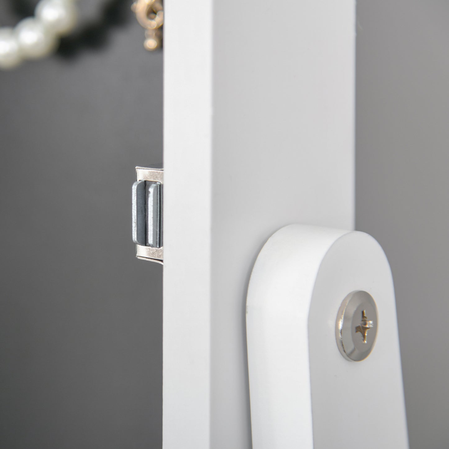 Full Body Mirrored Jewellery Cabinet W/ LED Light W/ 3 Angle Adjustable For Rings Earrings Bracelets Cosmetics Warm White