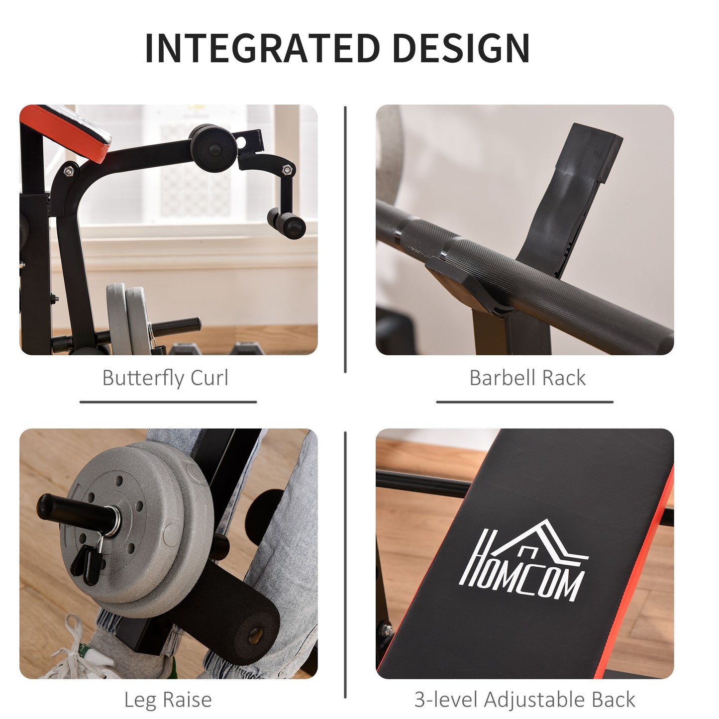 Weight Bench with Leg Developer Barbell Rack for Weight Lifting and Strength Training Multifunctional Workout Station