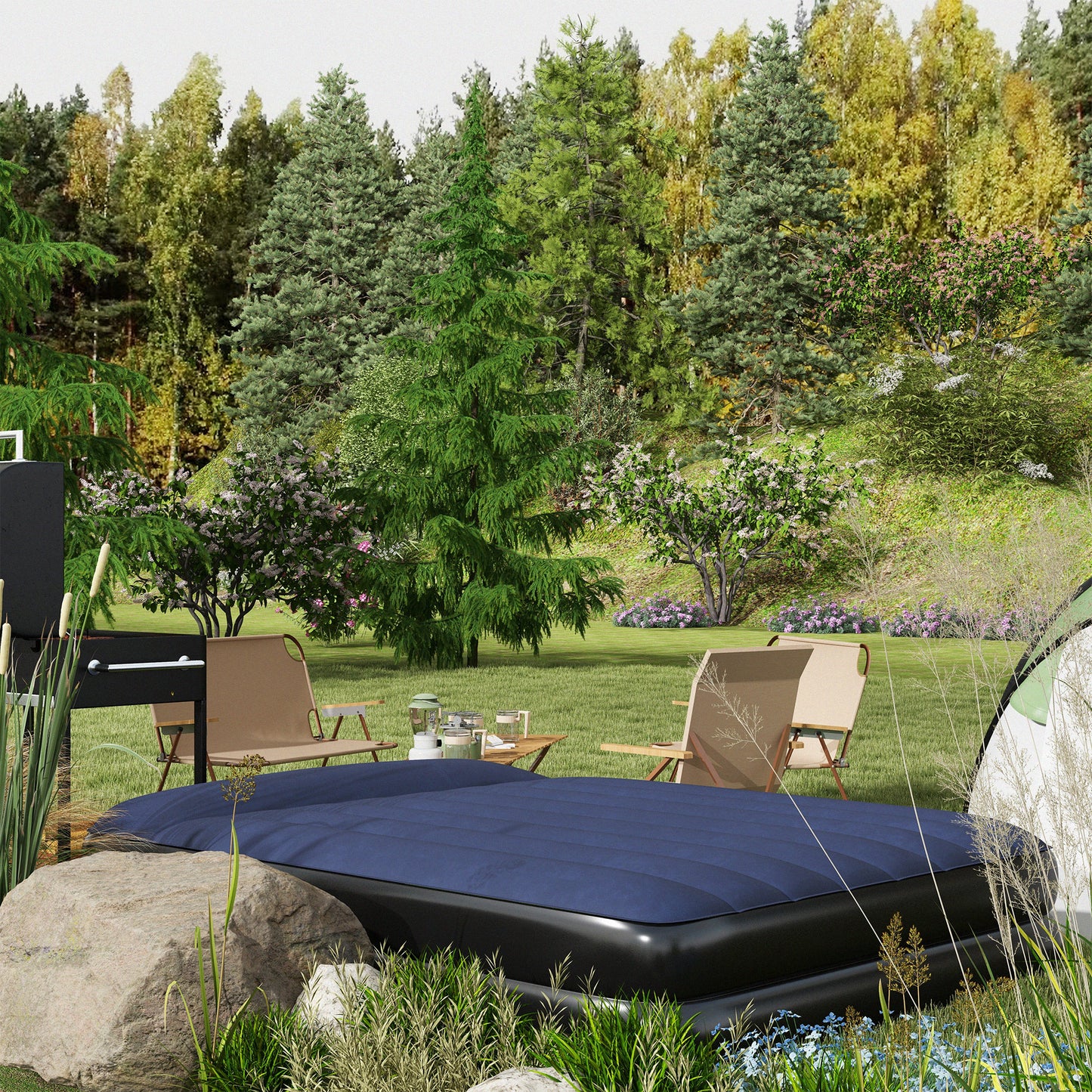 Outsunny Queen Air Bed with Built-in Electric Pump and Integrated Pillow
