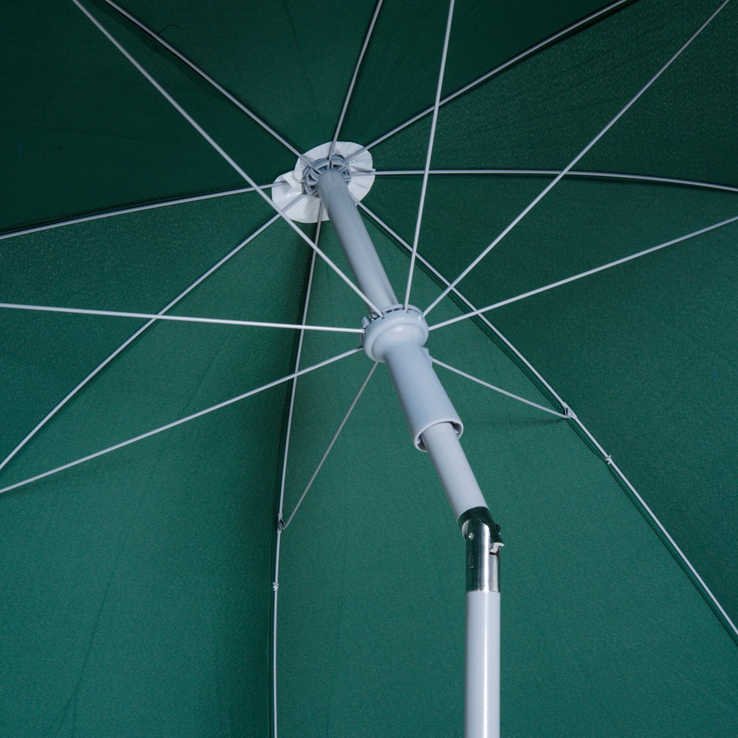 Outsunny Beach Umbrella Parasol 2.2m, Steel Dark Green