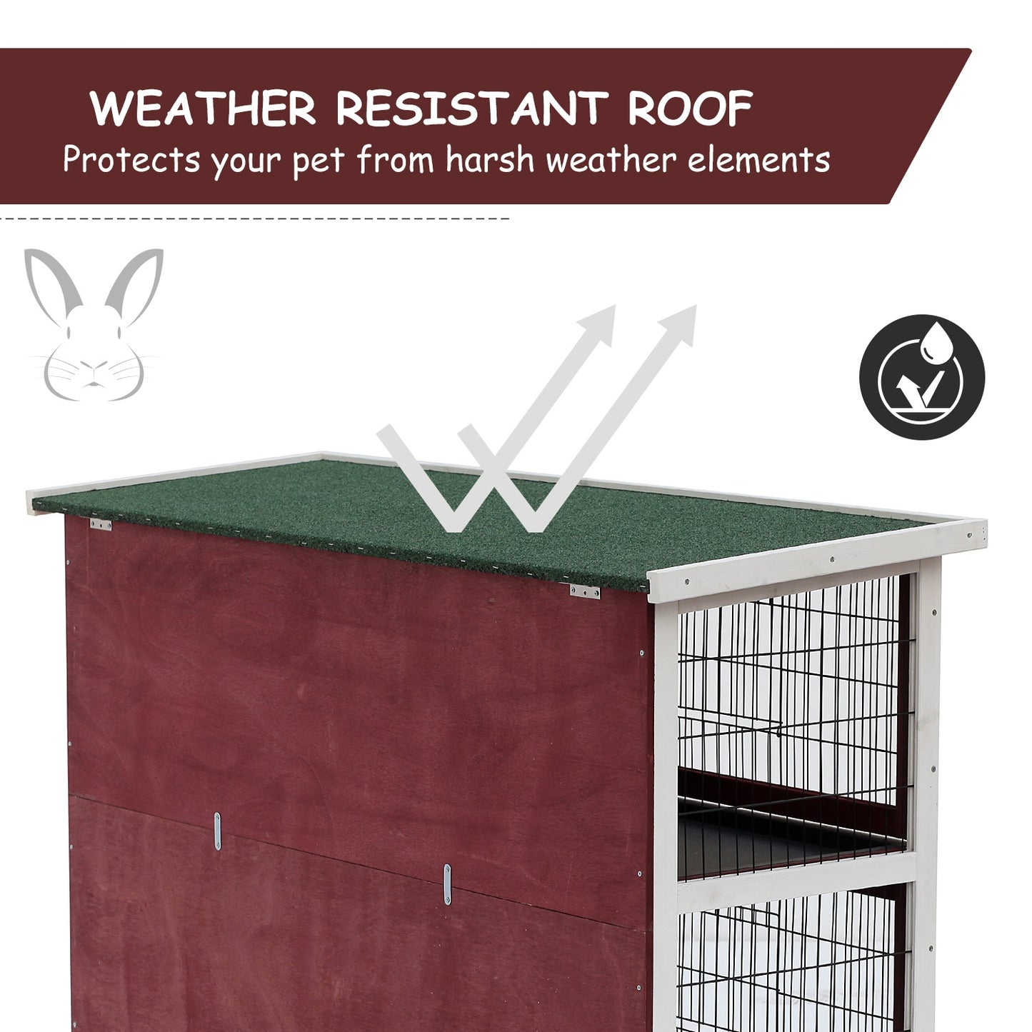 Pawhut Two-Tier Rabbit Hutch, 136.4Lx50Wx93H cm-Brown/White