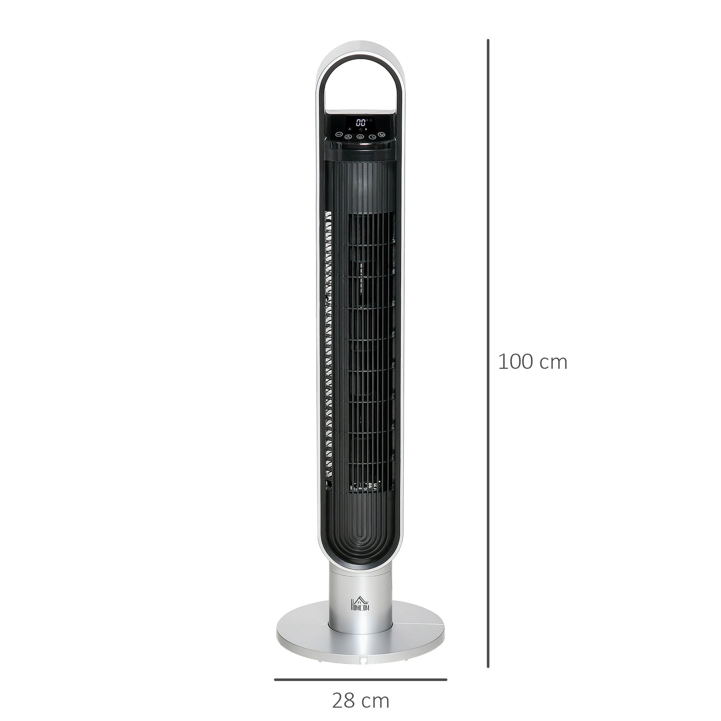 Oscillating Tower Fan for Bedroom with Anion, 3 Speed, 12h Timer, LED Sensor Panel, Remote Controller, 39", Silver