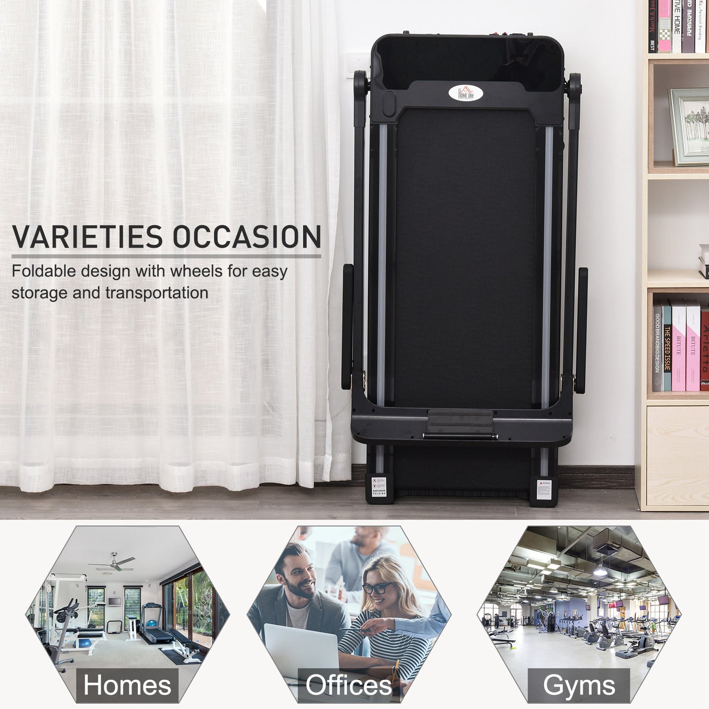 600W Foldable Steel Motorised Treadmill Black