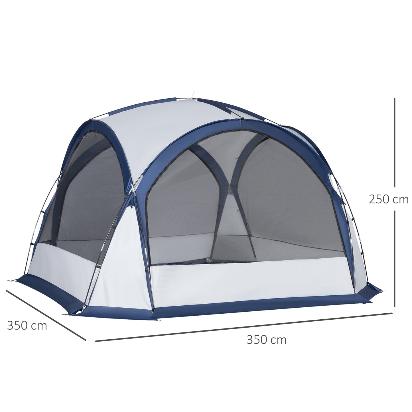 Outsunny Dome Tent for 6-8 Person, Camping Tent with 4 Zipped Mesh Doors, Removable Polyester Cloth, Lamp Hook, Portable Carry Bag, White and Blue