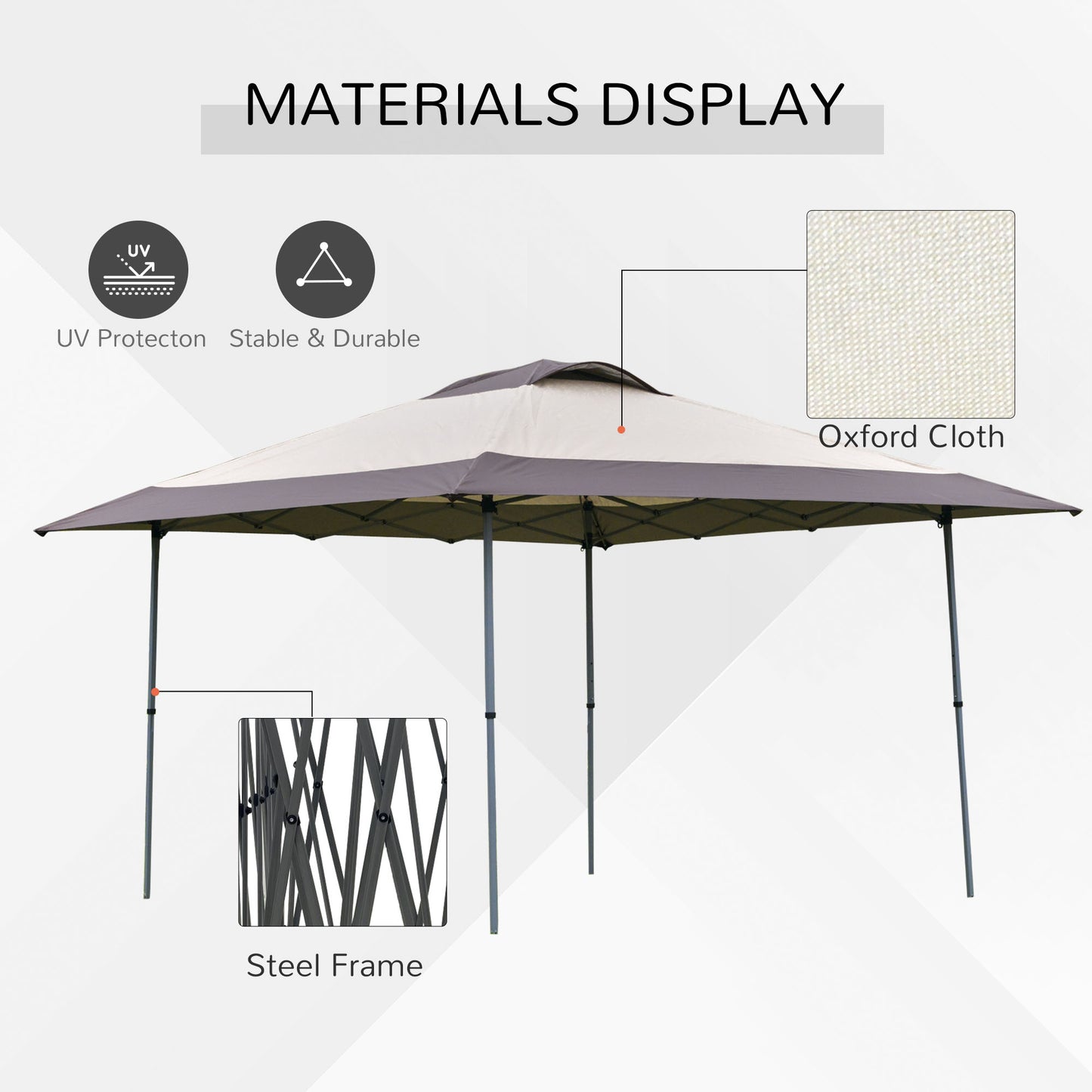 Outsunny 4 x 4m Pop-up Canopy Gazebo Tent with Roller Bag & Adjustable Legs Outdoor Party, Steel Frame, Brown