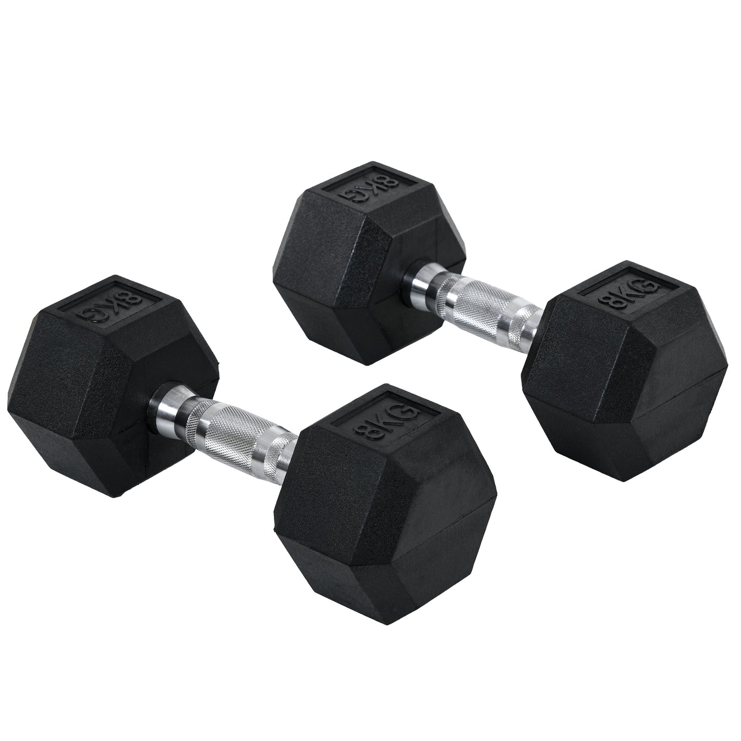 Rubber Hex Dumbbells, Sports Hex Weights Sets, Home Gym Fitness, Hexagonal Dumbbells Kit Weight Lifting Exercise (2 x 8kg)