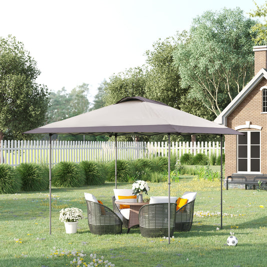 Outsunny 4 x 4m Pop-up Canopy Gazebo Tent with Roller Bag & Adjustable Legs Outdoor Party, Steel Frame, Brown